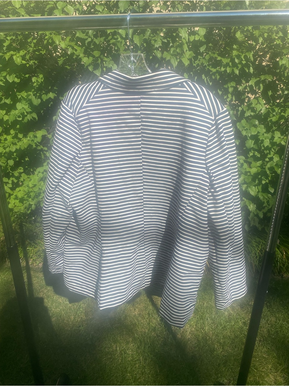 Molly & Isadora Women's Navy & White Striped Sailor Blazer Jacket Office Size 1X - Picture 2 of 8
